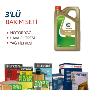 Peugeot 308 1.6 Bluehdi (2014-2018) Castrol Motor Yağlı Bakım Seti 3 Parça Set