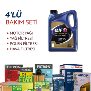 Jaguar Xf 2.0 Benzinli (2010-2015) Elf 5W-30 6 Litre Motor Yağlı Filtre Bakım Seti 4 Parça Set