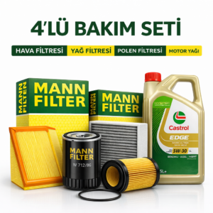 MANN Audi Q5 40 Dizel 190 HP Castrol Edge 5W-30 Motor Yağı Filtre Seti (2018-2021) 4 Lü