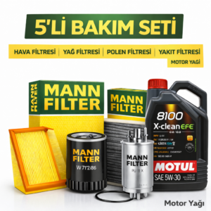 MANN Opel Crossland 1.5 Dizel Motul X-Clean 5W-30 Motor Yağı Filtre Seti (2018-2022) 5 Li