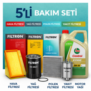 Filtron Alfa Giulietta 1.6 Dizel 105 HP Castrol Edge 5W-30 Motor Yağı Filtre Seti (2010-2015) 5 Li