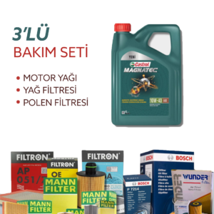Kia Picanto 1.1 Benzi̇n (2011-2015) Castrol 10W-40 Motor Yağlı Bakım Seti 3 Parça Set