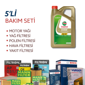Jaguar F-Pace 2.0 Dizel (2015-2022) Castrol Motor Yağlı Filtre Bakım Seti 5 Parça Set