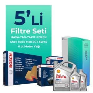 BOSCH Kia Rio 1.4 Dizel Filtre Bakım Seti Shell Motor Yağlı (2011-2017) 5 Li
