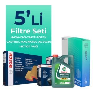 BOSCH Mercedes E320 Dizel 204 HP Filtre Bakım Seti Castrol Motor Yağlı (2003-2006) 5 Li