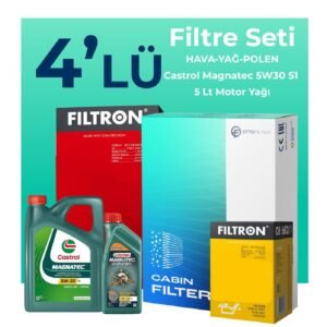 Filtron Alfa Giulietta 1.6 Dizel 120 HP Filtre Bakım Seti Castrol Motor Yağlı (2015-2020) 4 Lü