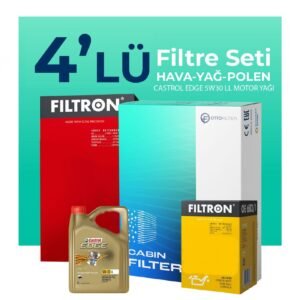 Filtron Audi A3 1.6 Dizel Filtre Bakım Seti Castrol Motor Yağlı (2012-2019) 4 Lü