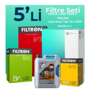 Filtron Audi A3 1.6 Dizel Filtre Bakım Seti Liqui Moly Motor Yağlı (2012-2019) 5 Li