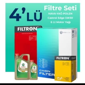 Filtron Audi TTS 2.0 Tfsi 310 HP Filtre Bakım Seti Castrol Motor Yağlı (2014-2021) 4 Lü