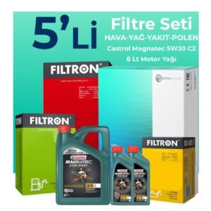 Filtron Chevrolet Cruze 2.0 Dizel Filtre Bakım Seti Castrol Motor Yağlı (2009-2014) 5 Li