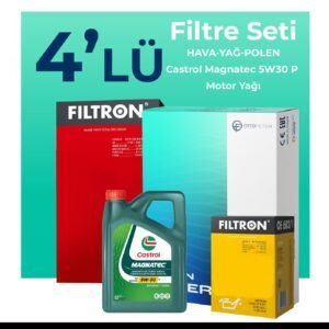Filtron Citroen C3 1.2 Benzinli Filtre Bakım Seti Castrol Motor Yağlı (2016-2023) 4 Lü