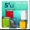 Filtron Citroen C3 1.6 Dizel Filtre Bakım Seti Castrol Motor Yağlı (2016-2022) 5 Li