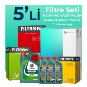 Filtron Fiat Ducato 2.3 Dizel Filtre Bakım Seti Castrol Motor Yağlı (2006-2014) 5 Li