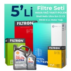 Filtron Fiat Ducato 2.3 Dizel Filtre Bakım Seti Shell Motor Yağlı (2019-2023) 5 Li