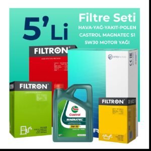 Filtron Fiat Linea 1.3 Dizel Filtre Bakım Seti Castrol Motor Yağlı EURO 4 (2007-2017) 5 Li