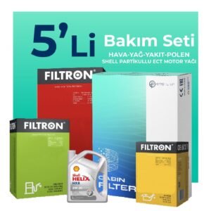 Filtron Fiat Linea 1.3 Dizel Filtre Bakım Seti Shell Motor Yağlı EURO 4 (2007-2017) 5 Li