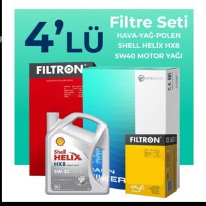 Filtron Fiat Linea 1.4 T-Jet Benzin Filtre Bakım Seti Shell Motor Yağlı (2009-2017) 4 Lü