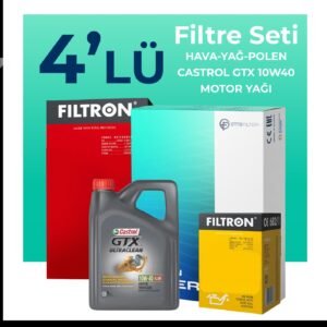 Filtron Fiat Palio 1.2 Benzinli Filtre Bakım Seti Castrol Motor Yağlı (2000-2012) 4 Lü