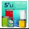 Filtron Ford Courier 1.5 Dizel Filtre Bakım Seti Castrol Motor Yağlı (2014-2019) 5 Li