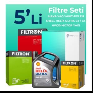 Filtron Ford Focus 1.5 Dizel Filtre Bakım Seti Shell Motor Yağlı (2014-2017) 5 Li