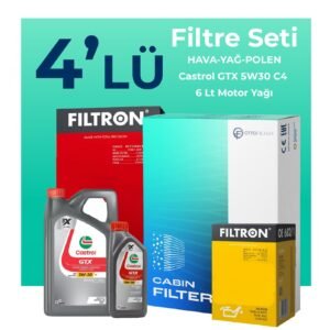 Filtron Jeep Grand Cherokee 4.7 Benzin Filtre Bakım Seti Castrol Motor Yağlı (1998-2006) 4 Lü