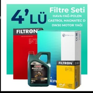 Filtron Kia Stonic 1.0 Benzin Filtre Bakım Seti Castrol Motor Yağlı (2016-2024) 4 Lü