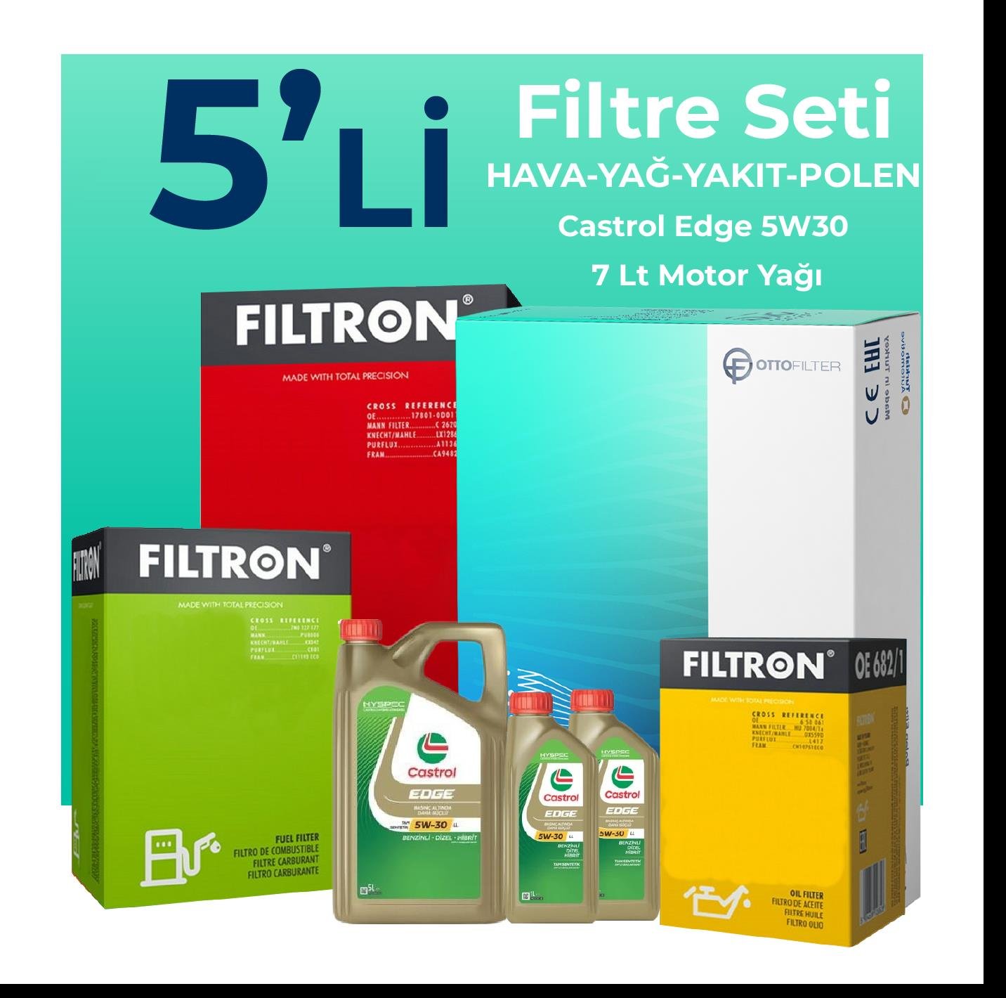 filtron-mitsubishi-l200-2-2-dizel-filtre-bakim-seti-castrol-motor-yagli-2018-2022-5-li-107446