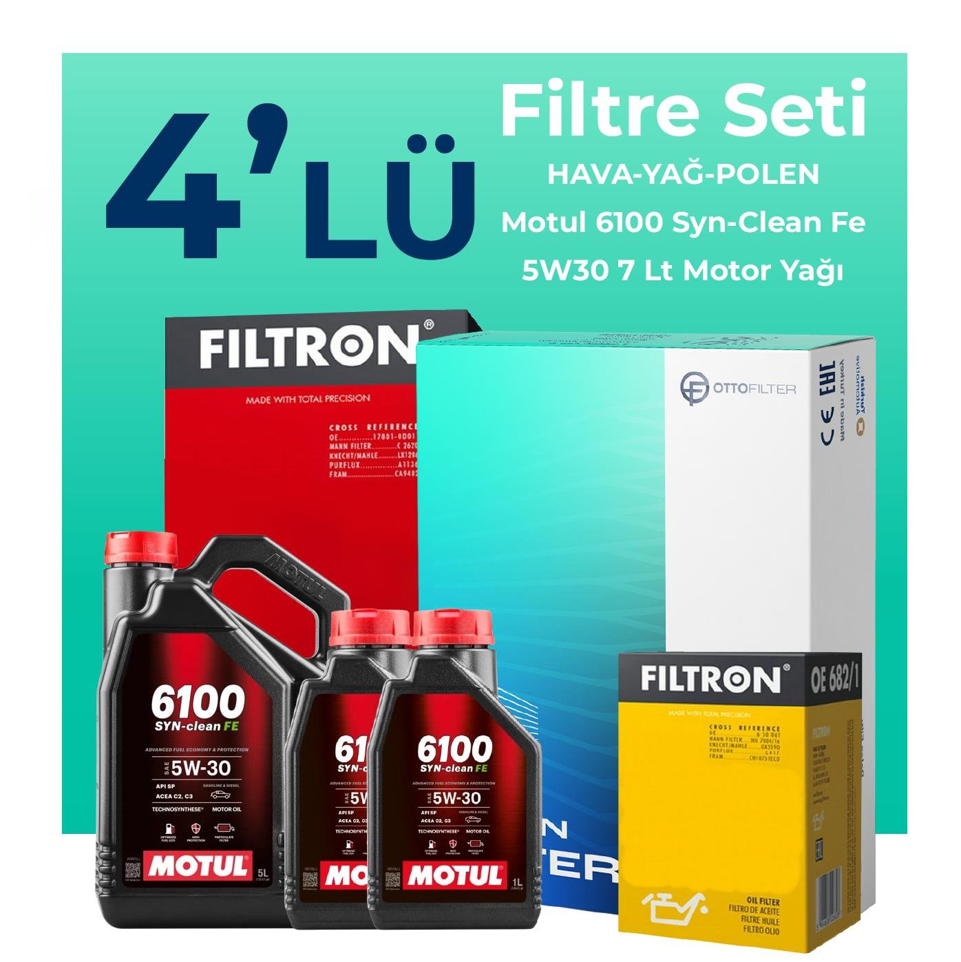 filtron-mitsubishi-l200-2-2-dizel-filtre-bakim-seti-motul-motor-yagli-2018-2022-4-lu-108366