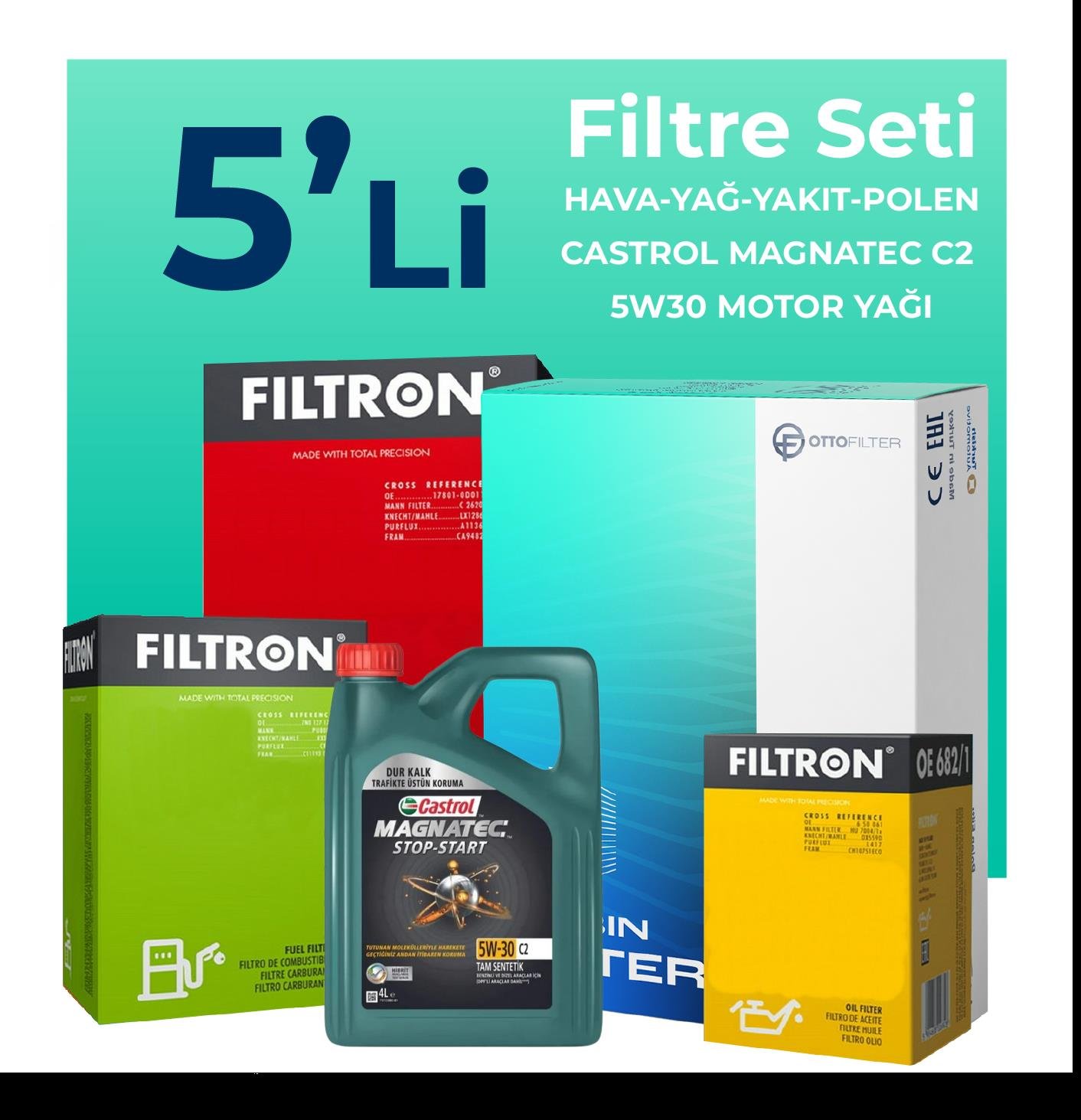 filtron-peugeot-207-1-6-dizel-90-beygir-filtre-bakim-seti-castrol-motor-yagli-2006-2013-5-li-60582
