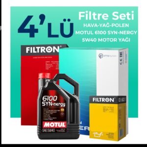 Filtron Renault Clio 1.2 Benzin Filtre Bakım Seti Motul Motor Yağlı (2005-2012) 4 Lü