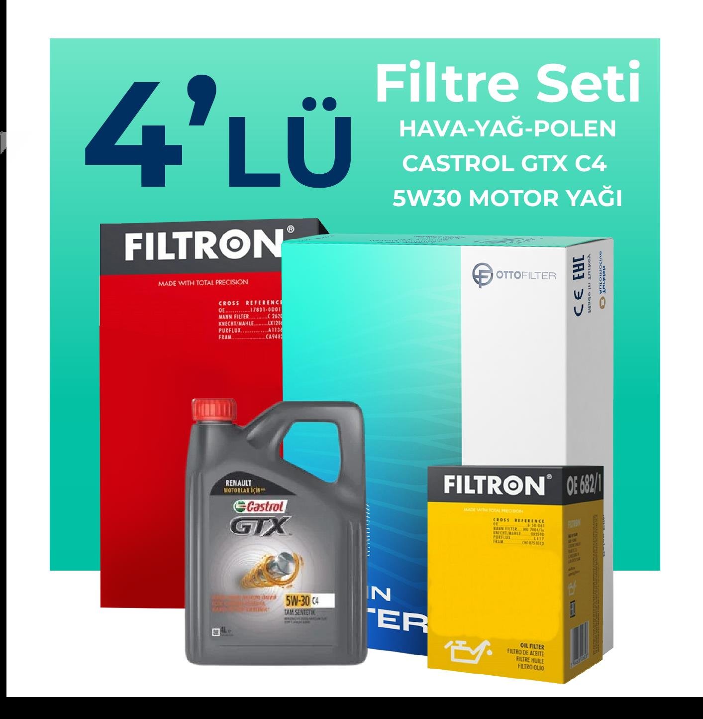 filtron-renault-clio-1-4-benzin-filtre-bakim-seti-castrol-motor-yagli-2005-2012-4-lu-58703