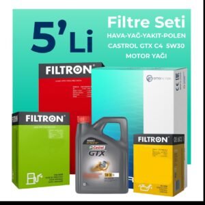 Filtron Renault Clio 1.5 Dizel Filtre Bakım Seti Castrol Motor Yağlı (2005-2012) 5 Li