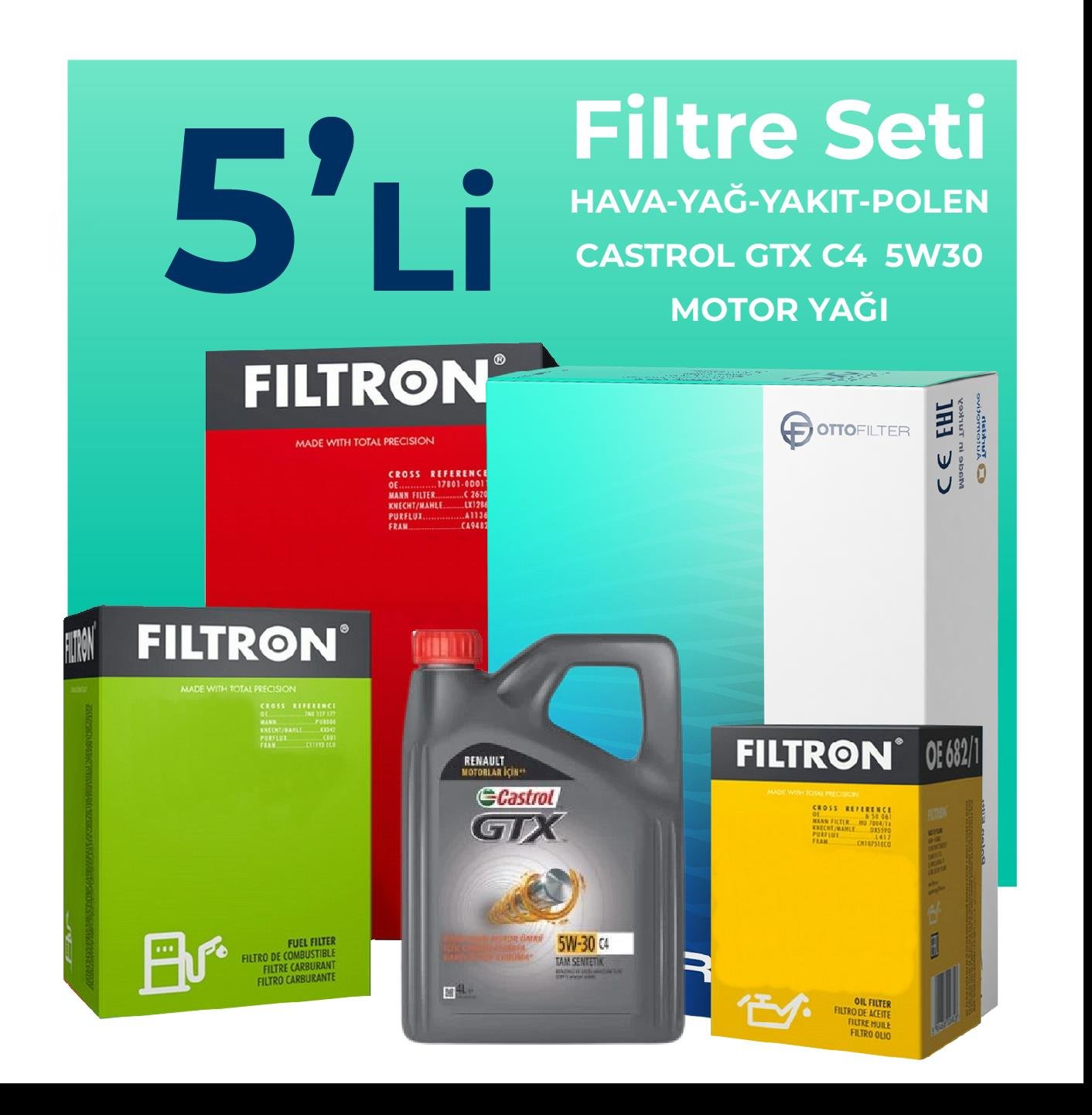 filtron-renault-clio-1-5-dizel-filtre-bakim-seti-castrol-motor-yagli-2005-2012-5-li-58701