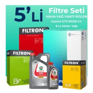Filtron Renault Koleos 1.6 Dizel Filtre Bakım Seti Castrol Motor Yağlı (2016-2018) 5 Li