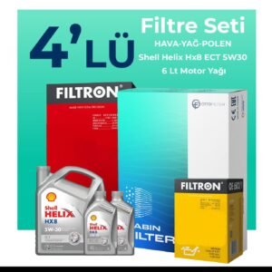 Filtron Renault Koleos 1.6 Dizel Filtre Bakım Seti Shell Motor Yağlı (2016-2018) 4 Lü