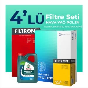 Filtron Volkswagen Golf 1.0 TSi Filtre Bakım Seti Castrol Motor Yağlı (2017-2019) 4 Lü