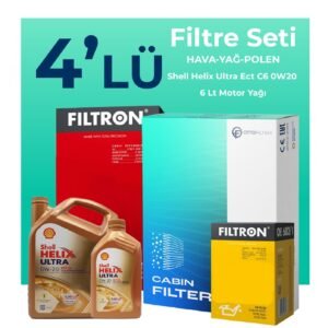 Filtron Volvo XC40 1.5 Benzin Filtre Bakım Seti Shell Motor Yağlı (2018-2023) 4 Lü