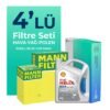 MANN Fiat Linea 1.4 Benzin Filtre Bakım Seti Shell Motor Yağlı (2009-2017) 4 Lü