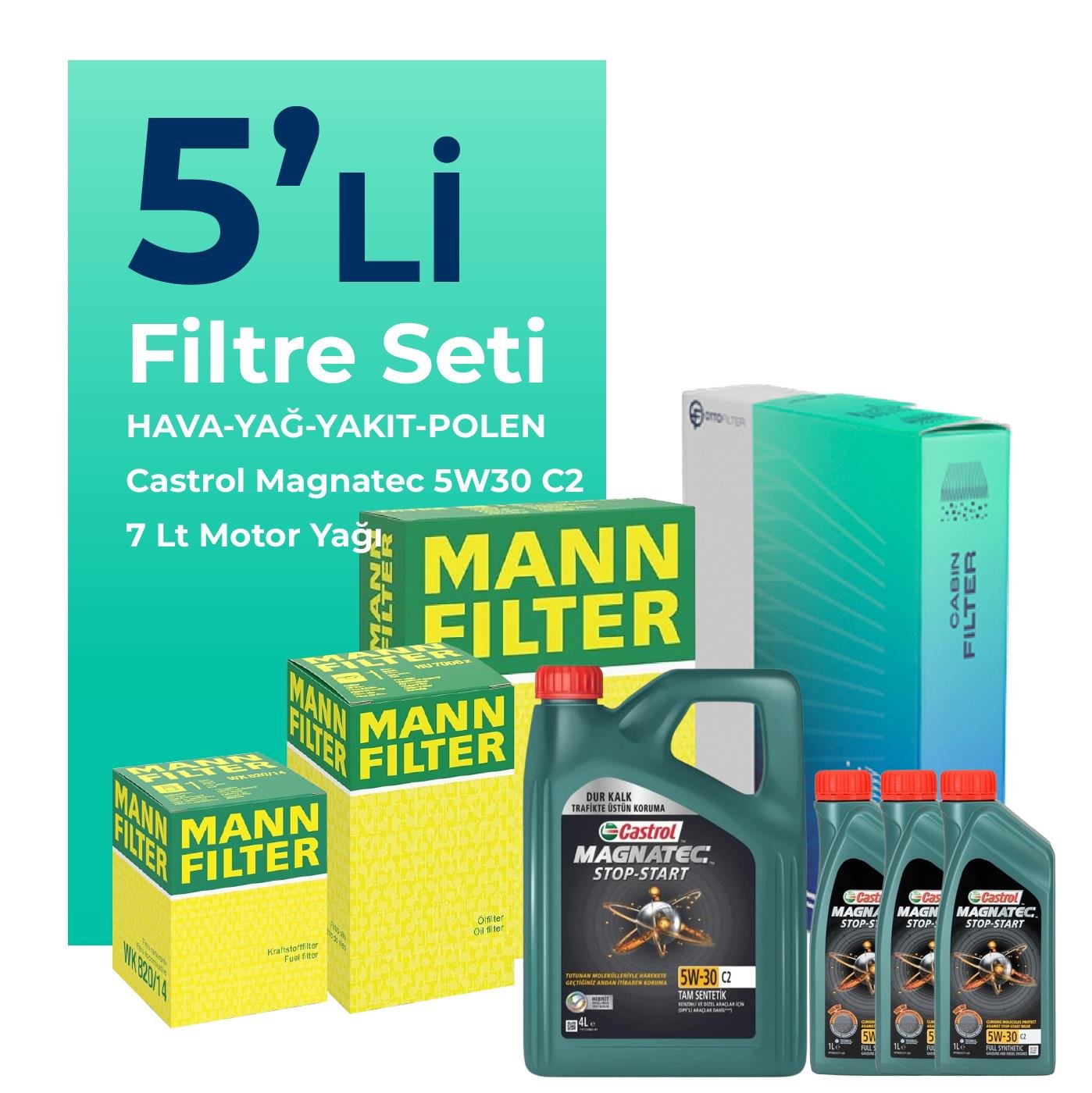 mann-kia-sorento-2-2-dizel-filtre-bakim-seti-castrol-motor-yagli-2010-2012-5-li-107647