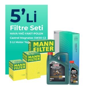 MANN Kia Venga 1.6 Dizel Filtre Bakım Seti Castrol Motor Yağlı (2010-2014) 5 Li