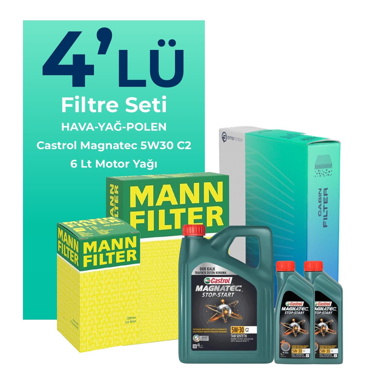 mann-mercedes-e180-filtre-bakim-seti-castrol-motor-yagli-2013-2015-4-lu-107674