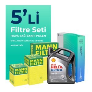 MANN Peugeot 2008 1.6 BlueHDi Dizel Filtre Bakım Seti Shell Motor Yağlı (2015-2019) 5 Li