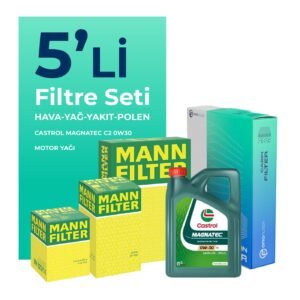 MANN Peugeot 3008 1.6 BlueHDi Dizel Filtre Bakım Seti Castrol Motor Yağlı (2016-2019) 5 Li