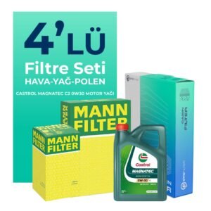 MANN Peugeot 508 1.6 Benzin THP Filtre Bakım Seti Castrol Motor Yağlı (2010-2018) 4 Lü