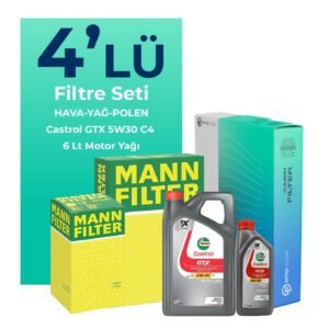 MANN Renault Koleos 1.6 Dizel Filtre Bakım Seti Castrol Motor Yağlı (2016-2018) 4 Lü