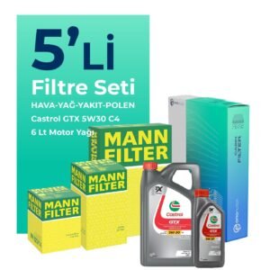 MANN Renault Koleos 1.6 Dizel Filtre Bakım Seti Castrol Motor Yağlı (2016-2018) 5 Li